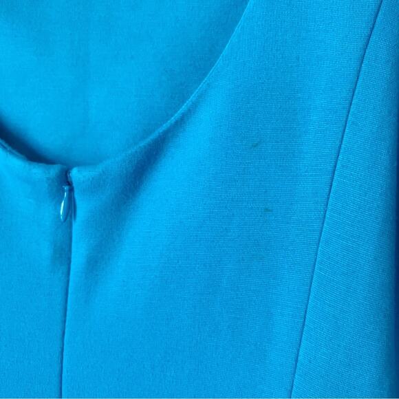 Tibi | Turquoise Blue Sheath Dress Puff Shoulders Medium NWT - Picture 4 of 6